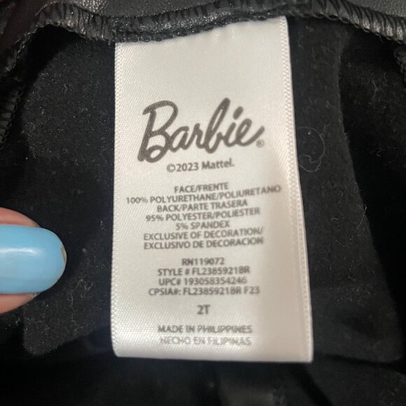 Barbie by Mattel Girl's Black Faux LeatherSnap Front Jumpsuit Dress Sizer 2T - Picture 5 of 5